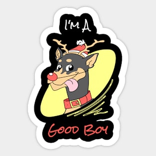 Funny Dobermann Dog Christmas Sticker